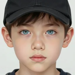 a detailed portrait of a boy with light blue eyes wearing a black cap, realistic and detailed eyes, art illustration, incredibly highly detailed and realistic, 8 k, sharp focus