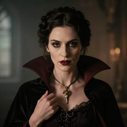 A beautiful portrait of a lady vampire, victorian, '20, ominous, dracula, depth of field, bokeh, irwin penn, soft light, cinematic