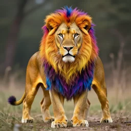 a rainbow coloured lion