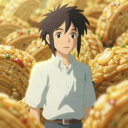 makoto shinkai, loish isolated food photography, anime style, bright colors, rim light, expert light effects on figure, deep sharp focus, dramatic composition and effects unreal engine, octane, editorial awarded best composition