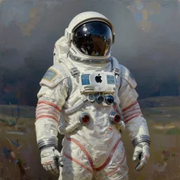 space suit designed by apple, concept art oil painting by Jama Jurabaev, extremely detailed, brush hard, artstation