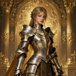 portrait of a Girl Knight,elden ring themed, insanely detailed and intricate, golden ratio, hypermaximalist, elegant, ornate, luxury, elite, ominous, haunting, matte painting, cinematic, cgsociety, James jean, Brian froud, ross tran, Laputa