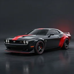 a modern muscle car based on nissan, bmw and chevy sports car body styles, with black and red paint, nissan sports cars, chevy sports cars, trending on artstation, unreal engine, studio lighting, hyper realistic, by jotaautomotive, nancorocks and khyzylsaleem