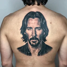 a tattoo of Keanu reeves on my back