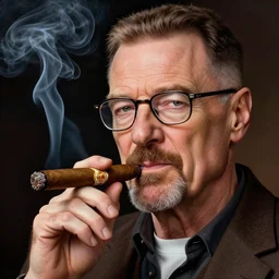 a detailed portrait of walter white smoking a cigar, art illustration, incredibly highly detailed and realistic, 8 k, sharp focus