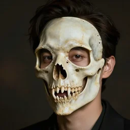 man with a bird face mask made of bones,