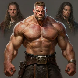 rugged white man, resembling martin lawrence, scarred, hulking herculean warrior, muscular, art by artgerm and greg rutkowski and magali villeneuve, d & d, fantasy, portrait, highly detailed, digital painting, trending on artstation, concept art, sharp focus, illustration