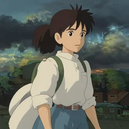 Nostalgia made by Studio Ghibli, cinematic lighting, storm arriving, highly detailed art, beautiful scene, artstation trenidng, sharp focus, smooth, artgerm