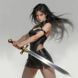 cool female character holding a sword, digital painting, concept art, artstation, smooth, sharp focus, illustration