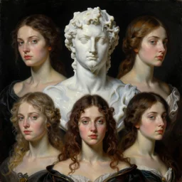 The portrait of beautiful women melted like wax by Nicola Samori, Ilya Repin, William Blake, Michelangelo da Caravaggio and Beksinski, black background, highly detailed oil painting, trending by artstation, dramatic volumetric lighting, fantasy character, 4k, masterpiece