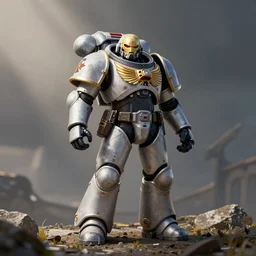 a tau space marine standing guard