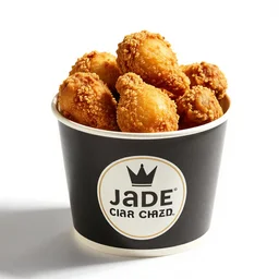 jade fried chicken bucket, professional product shot, isolated on a pure white background, centered, entire object in frame, sharp focus, soft studio lighting