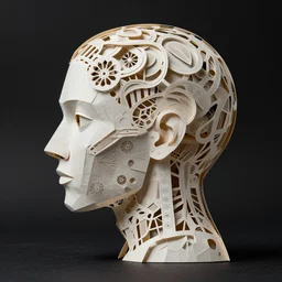 consciousness emerging in large language model artificial intelligence. canon 5 d 5 0 mm lens. intricate papier - mache