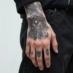 hand, wearing cyberpunk intricate streetwear, beautiful, detailed portrait, intricate complexity, ilya kuvshinov, cell shaded, 4 k, concept art, by wlop, ilya kuvshinov, greg rutkowski