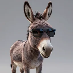 a donkey with a human body wearing cool sunglasses, amazing detail, 3d artwork