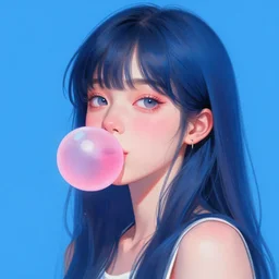 Bella ragazza, bubblegum, visualartzi, korean, and blue image, digital painting by stanley artgerm lau, WLOP, Rossdraws, Karla Ortiz, James Paick, Charlie Bowater, Krenz Cushart, masterpiece, trending on artstation, cgstudio