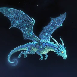 bioluminescent alien dragon flying through space by dan seagrave art