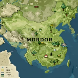 map of mordor, artstation, pixel art