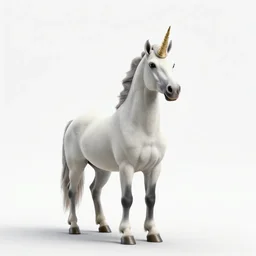 confident unicorn, cinematic studio photo, full body, standing, isolated on a pure white background, centered, whole figure in frame, sharp focus, studio lighting