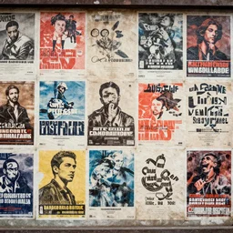 texture of an billboard full of old posters and ads