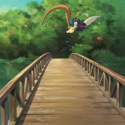 a wholesome animation key shot of a cute empty bridge, studio ghibli, pixar and disney animation, sharp, rendered in gouache painting, anime key art by greg rutkowski, bloom, dramatic, dynamic lighting