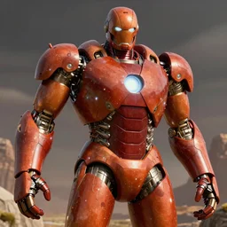 the iron giant with orange peel texture, realistic, render