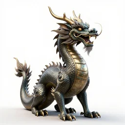 elderly eastern dragon, high detail digital art, full body, standing, isolated on a pure white background, centered, whole figure in frame, sharp focus, studio lighting