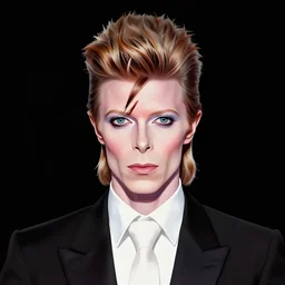 David Bowie as the Fairy King, portrait, illustration by Brian Froud and John Bauer, black lineart
