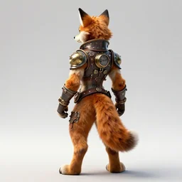 full body of anthropomorphic lynx fursona from behind wearing steampunk vest, tail, paws, by charles liu, don bluth, tanidareal, kim jung gi, irakli nadar, intricate linework, unreal engine, fantasy style, perfect angle, soft lighting, vibrant color scheme, commission art, 8 k wallpaper