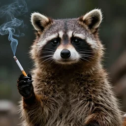 beautiful sexy Danny zuko raccoon smoking cigarettes