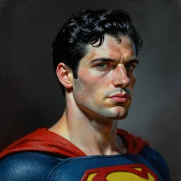an ultra - realistic head and shoulders portrait painting of superman in the style of frank frazetta. 4 k. ultra - realistic. highly detailed. dark fantasy. epic lighting.