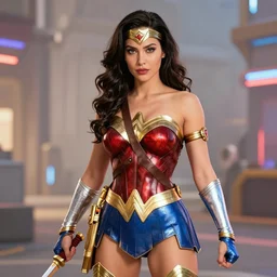 tracer from overwatch in wonder woman costume