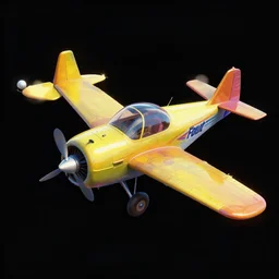 Fallout Tiny Airplane Concept Art, black background, vibrant colors, 8k photorealistic, HD, high details, trending on artstation