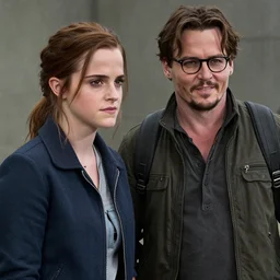 emma watson and johny depp in the last of us, greg rutkowski, trending on artstation