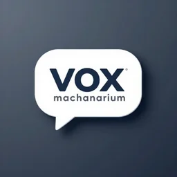 logo of an ai company named vox machanarium, tech logo speech bubble