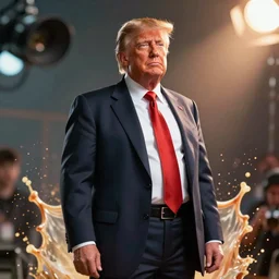 Donald Trump as Duke Nukem, splash art, movie still, cinematic lighting, dramatic, octane render, long lens, shallow depth of field, bokeh, anamorphic lens flare, 8k, hyper detailed, 35mm film grain