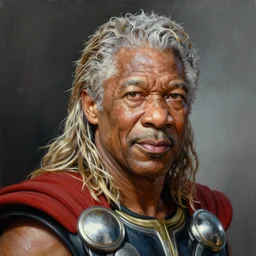ultra realistic portrait painting of morgan freeman as thor, art by frank frazetta, 4 k, ultra realistic, highly detailed, epic lighting