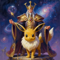 A cyborg Vaporeon as the ultimate tyrant emperor of the universe. Trending on ArtStation. A vibrant digital oil painting. A highly detailed fantasy character illustration by Wayne Reynolds and Charles Monet and Gustave Dore and Carl Critchlow and Bram Sels