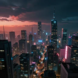 A cyberpunk hellscape, by Naomi Okubo, landscape, dramatic lighting, high contrast colors, panoramic view, as trending on Artstation,