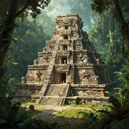 a beautiful hyper realistic detailled matte painting of an aztec temple deep in the rain forest by quentin mabille and moebius and andreas rocha and raphael lacoste, unreal engine, trending on artstation