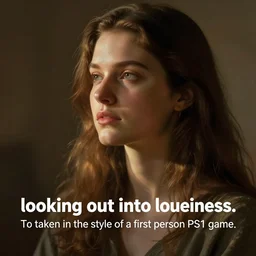 “looking out onto loneliness. Photo taken in the style of a first person PS1 game.”