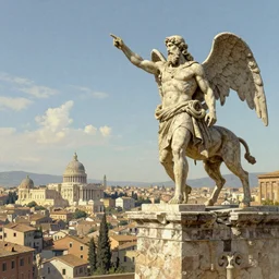 The colossus of Rhodes watches over a roman metropolis, by Ted Nasmith, digital art, D&D concept art, 8K