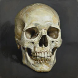 George Condo surrealist portrait painting of a skull