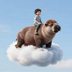 harambe riding a walrus in the clouds