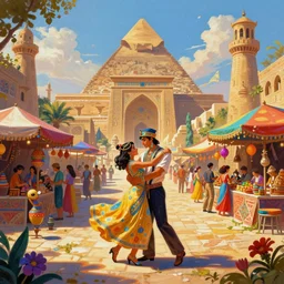 vibrant multicolor wonderland bazaar zouk old egypt epic fantasy painting photoshop sharpen overlay volume light tintin cartoon bd sweet joy harmony color scheme