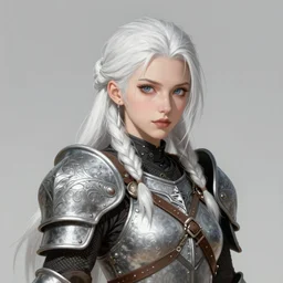 A realistic anime portrait of a beautiful white haired female barbarian wearing an intricate viking armor, digital painting, by Stanley Artgerm Lau, Sakimichan, WLOP and Rossdraws, digital painting, painterly, Pixiv, Deviantart, golden ratio, rule of thirds, good composition, HD, 8k, award winning, promo art, splash art, rpg, jrpg, dungeons and dragons, DND, trending on ArtStation