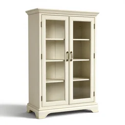 ivory china cabinet, clean 3d render, octane render, isolated on a pure white background, centered, entire object in frame, sharp focus, soft studio lighting