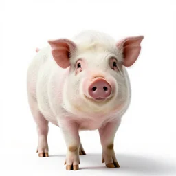 fluffy pig, professional studio photo, full body, isolated on a pure white background, centered, entire subject in frame, sharp focus, soft studio lighting