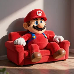 Super Mario-shaped red couch
