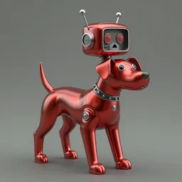 scout ( ( ( ( ( 1 9 5 0 s retro future robot android dog. muted colors. ) ) ) ) ) by jean baptiste monge!!!!!!!!!!!!!!!!!!!!!!!!! chrome red